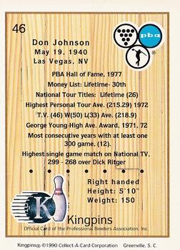 1990 Collect-A-Card Kingpins #46 Don Johnson Back